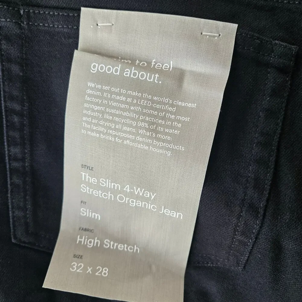 Everlane The Slim 4 Way Stretch Organic Jean Size 32x28 NWT